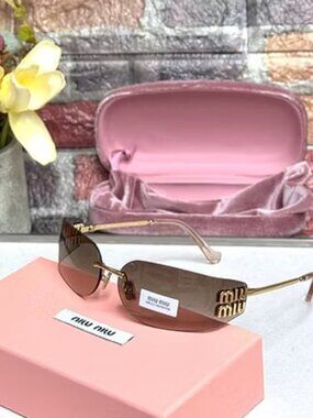 Miu Miu MU A51S Gold-Toned Sunglasses with tags